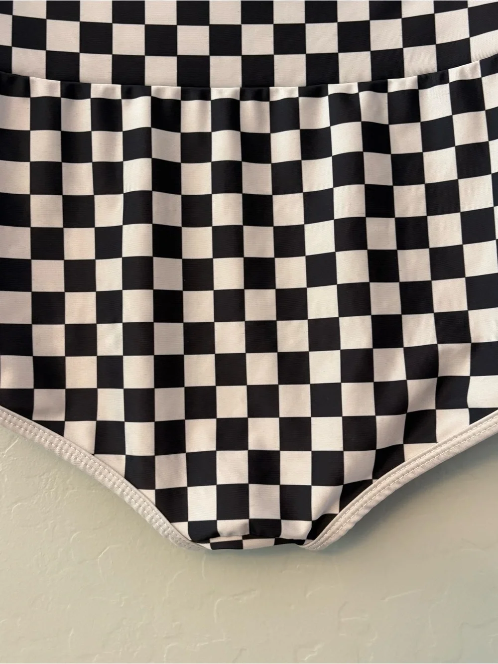 Salt Gypsy Betty high waisted boyshort surf bottoms white black checkers medium